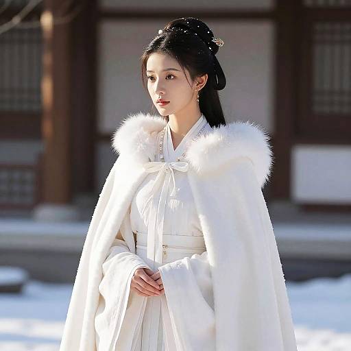 Realistic Winter Hanfu Girl Portrait