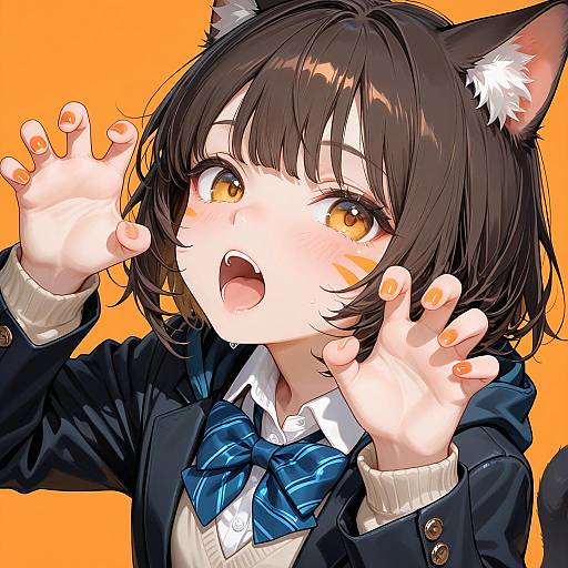 Charming Cat Girl in Stylish Attire