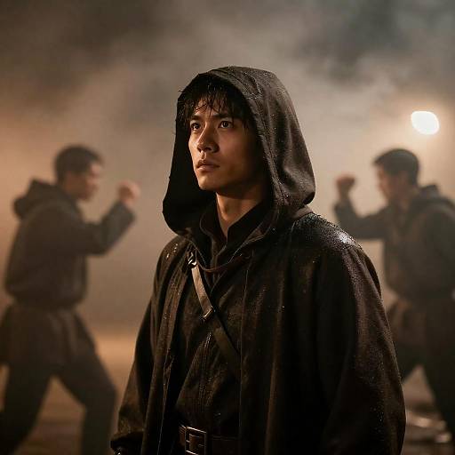 Dramatic Night Fight in Smoky Atmosphere