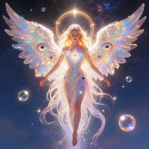 Multiple Eyed Angel with Luminous Wings