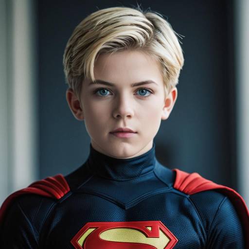 Realistic Superboy in Black Suit Costume