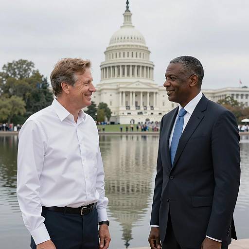 Men Smiling by the Capitol Lake