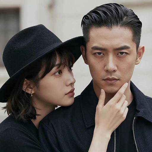 Intense Couple Portrait with Gentle Touch