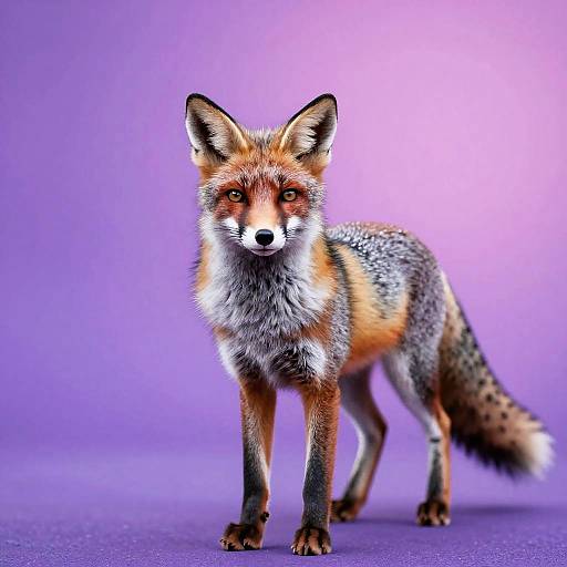 Masked Banded Fox on Purple Gradient