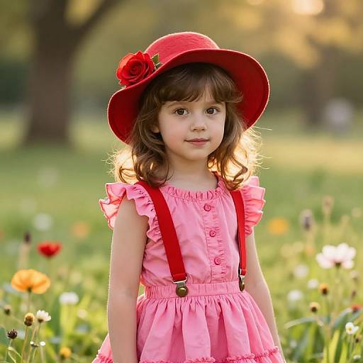 Joyful Girl in Sunny Meadow