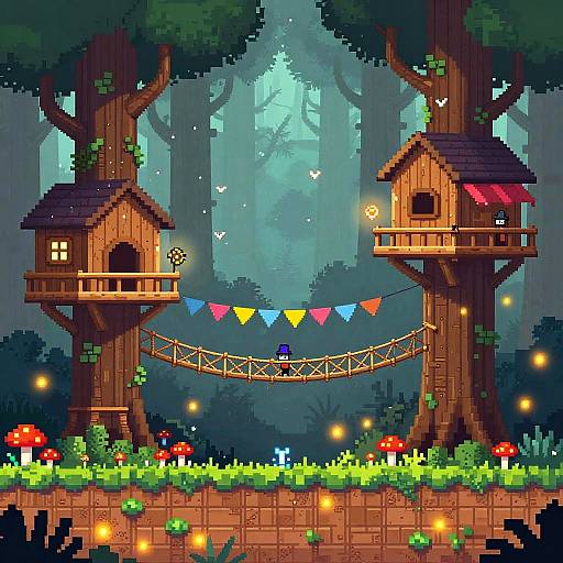 Pixel Art Ancient Forest Village