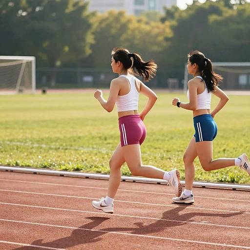 Women Running on Track Field
