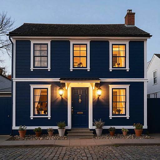 Twilight Navy Blue House Scene