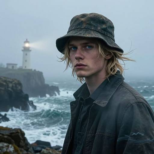 Solitary Fisherman by Foggy Sea