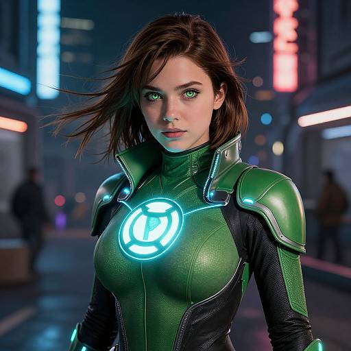 Realistic Young Woman in Green Lantern Costume