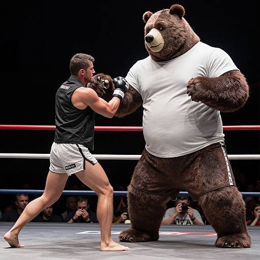 Muscular Man vs Anthropomorphic Bear Fight