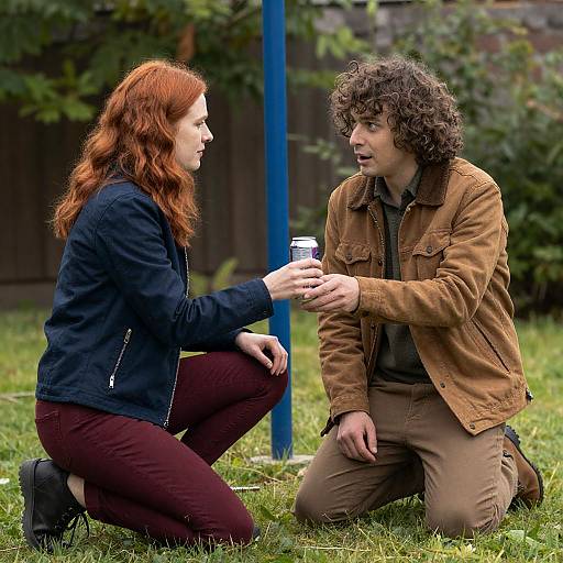Surprised Man Receives Can Outdoors