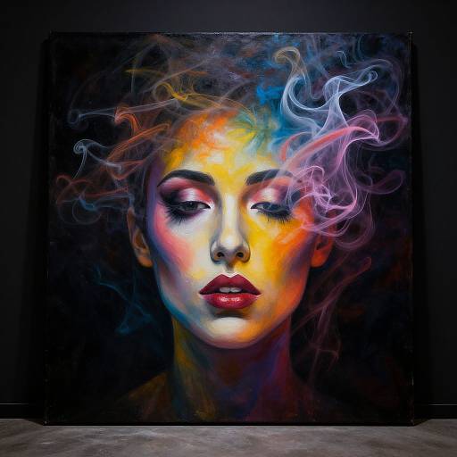 Colorful Smoke Woman's Face Abstract