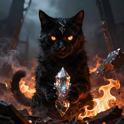 Fierce Black Metal Rune Cat
