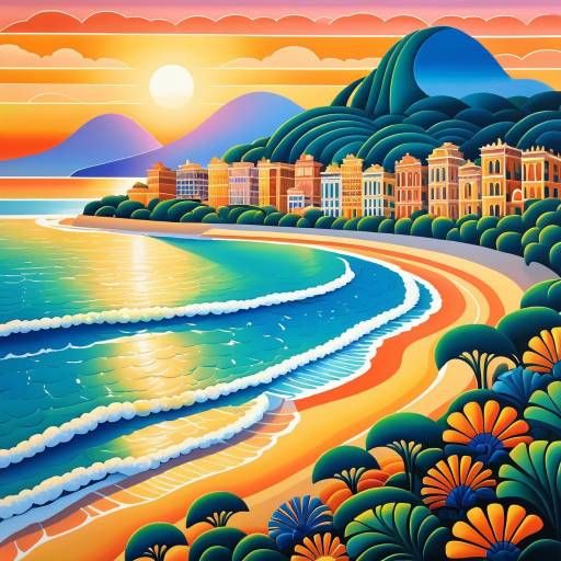 Rio de Janeiro Beach Sunset Painting