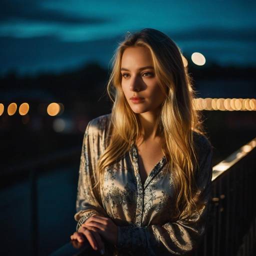 Moody Night Portrait of Blonde Woman