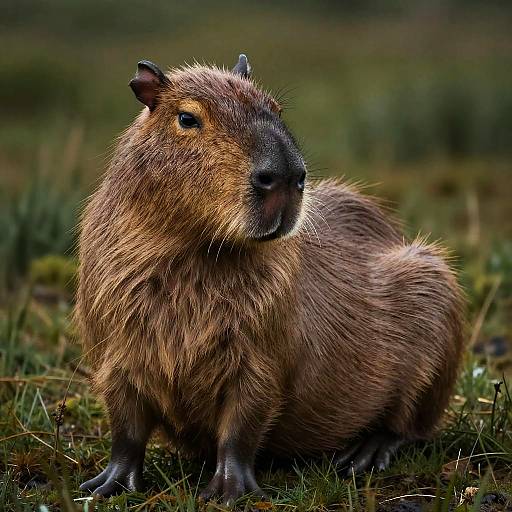 Cinematic Capybara Portrait in Prairie