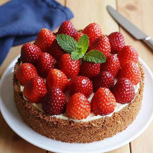 Strawberry Topped Round Cake Close-Up