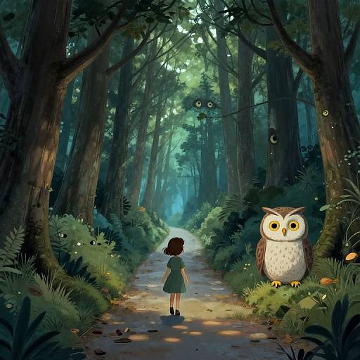Mystical Forest Walk with Owl