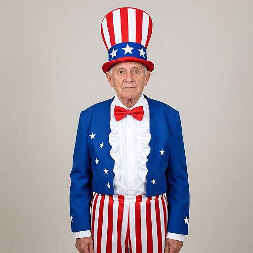 Elderly Man in Patriotic Costume