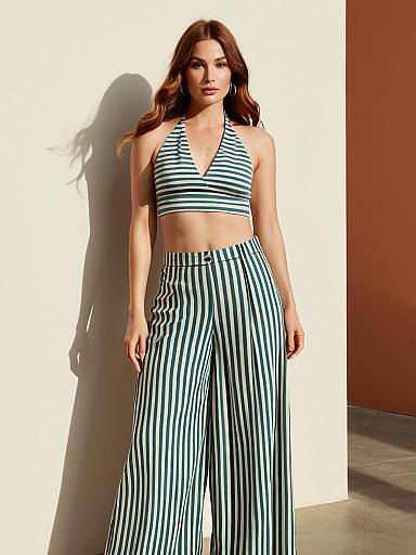 Chic Striped Two-Piece Fashion Photography