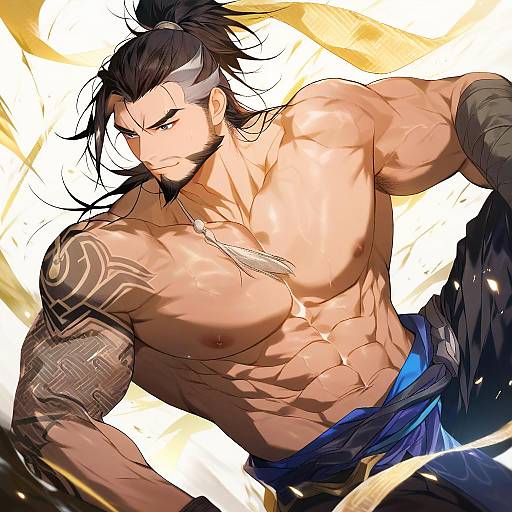 Illustration of Hanzo (overwatch), overwatch in the style of Sukja