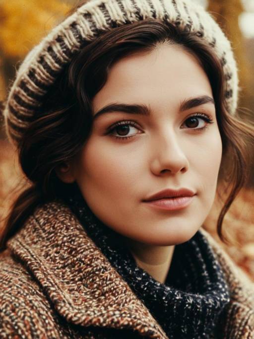 Woman in Vintage Cozy Fall Outfit