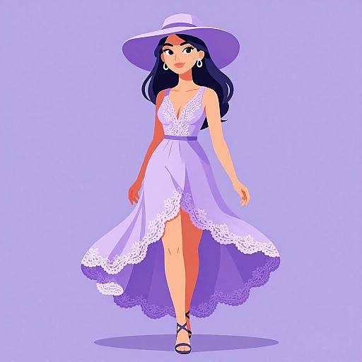 Elegant Woman in Lavender Summer Dress