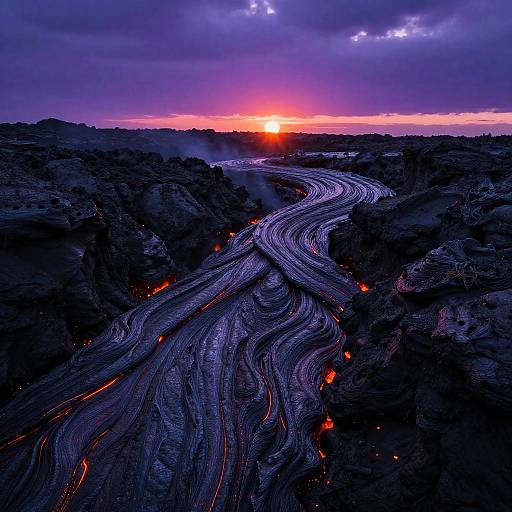 Surreal Molten Ravine at Sunset