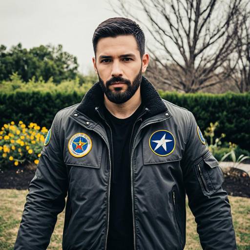 Man Wearing Aviation Jacket Outdoors