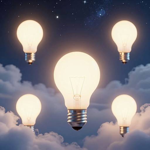 Surreal Floating Lightbulb Dreamscape