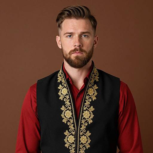 Handsome Man in Embroidered Vest
