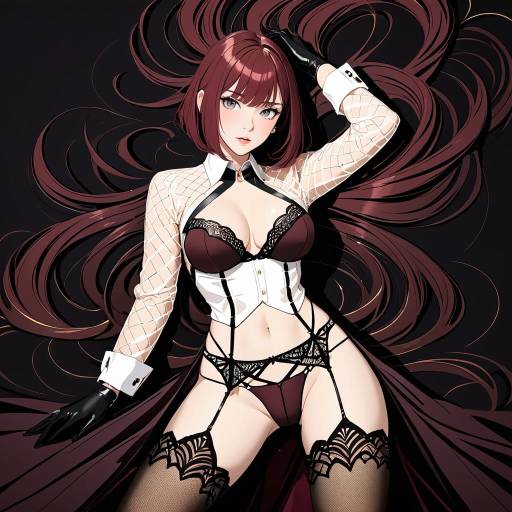 Elegant Solo Pose with Intricate Lingerie