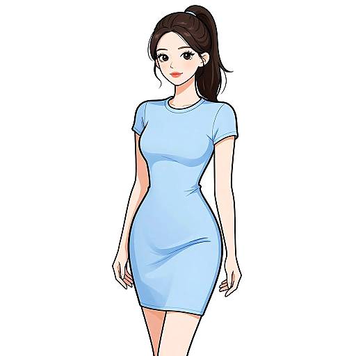 Chic Woman in Pastel Blue Dress