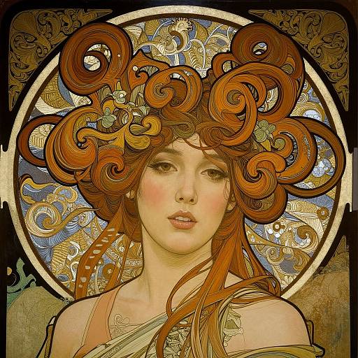 Art Nouveau Woman with Swirling Hair