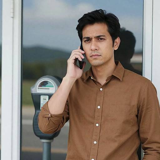 Serious Man at Glass Door Photograph