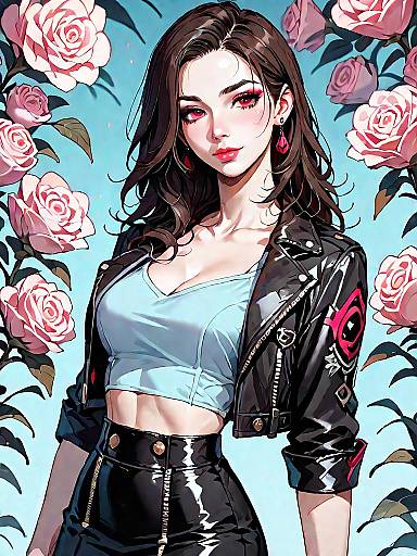 Edgy Chic Woman in Floral Fashion