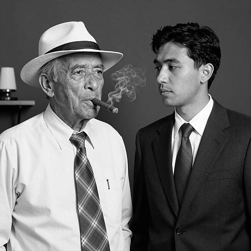 Classic Black-and-White Portrait of Two Men