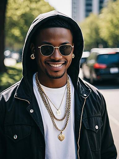 Stylish Hip Hop Man Wearing Jewelry Outdoors