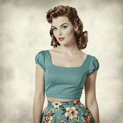 Vintage Portrait of Woman with Retro Hairstyle