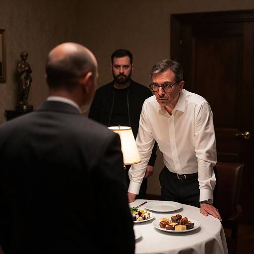 Intense Tension in a Dimly Lit Room