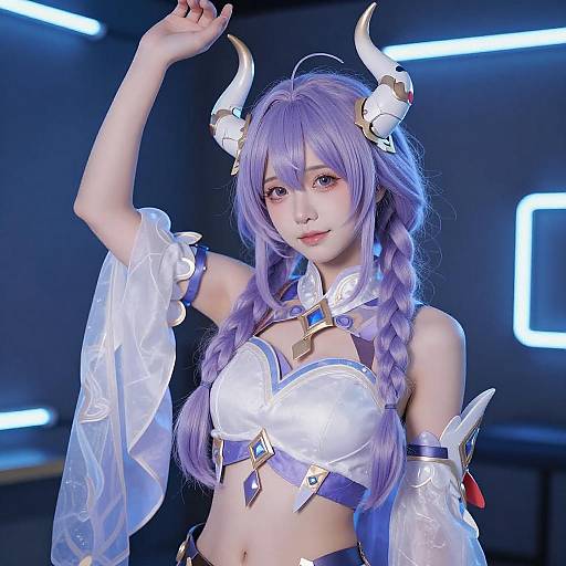 Fantasy Cosplay Woman with Purple Hair