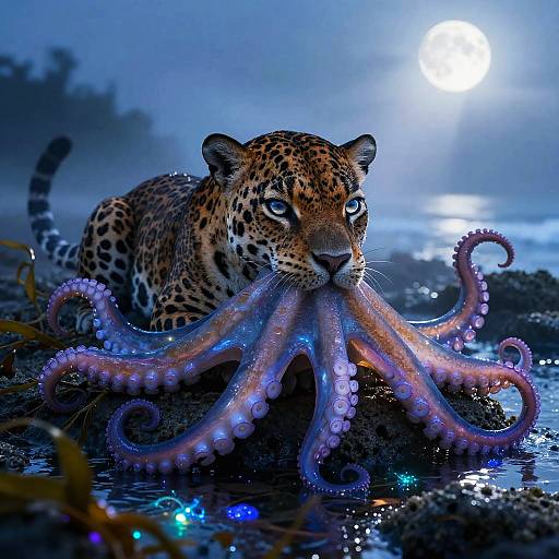 Bioluminescent Leopard-Octopus in Tide Pools