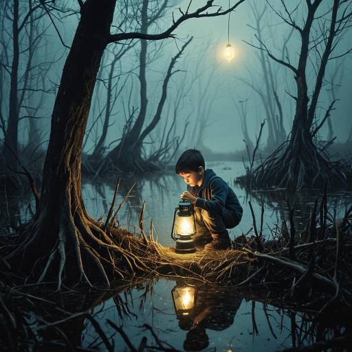 Whimsical Discovery in a Foggy Marsh Whimsical Discovery in a Foggy Marsh