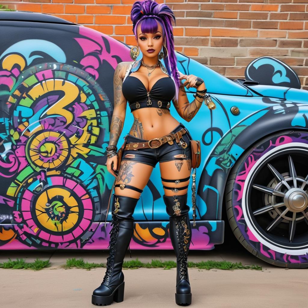 Steampunk Graffiti Character with Tattoos