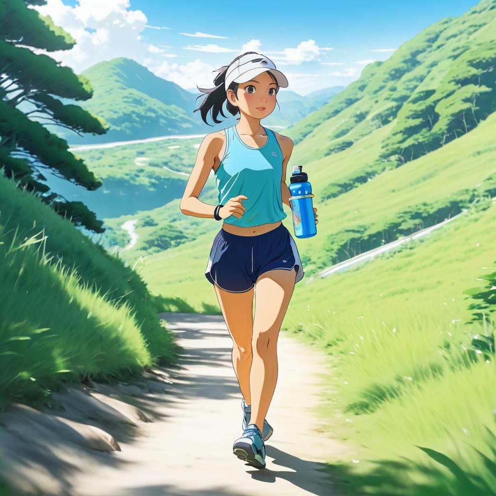 Anime Runner on a Scenic Trail