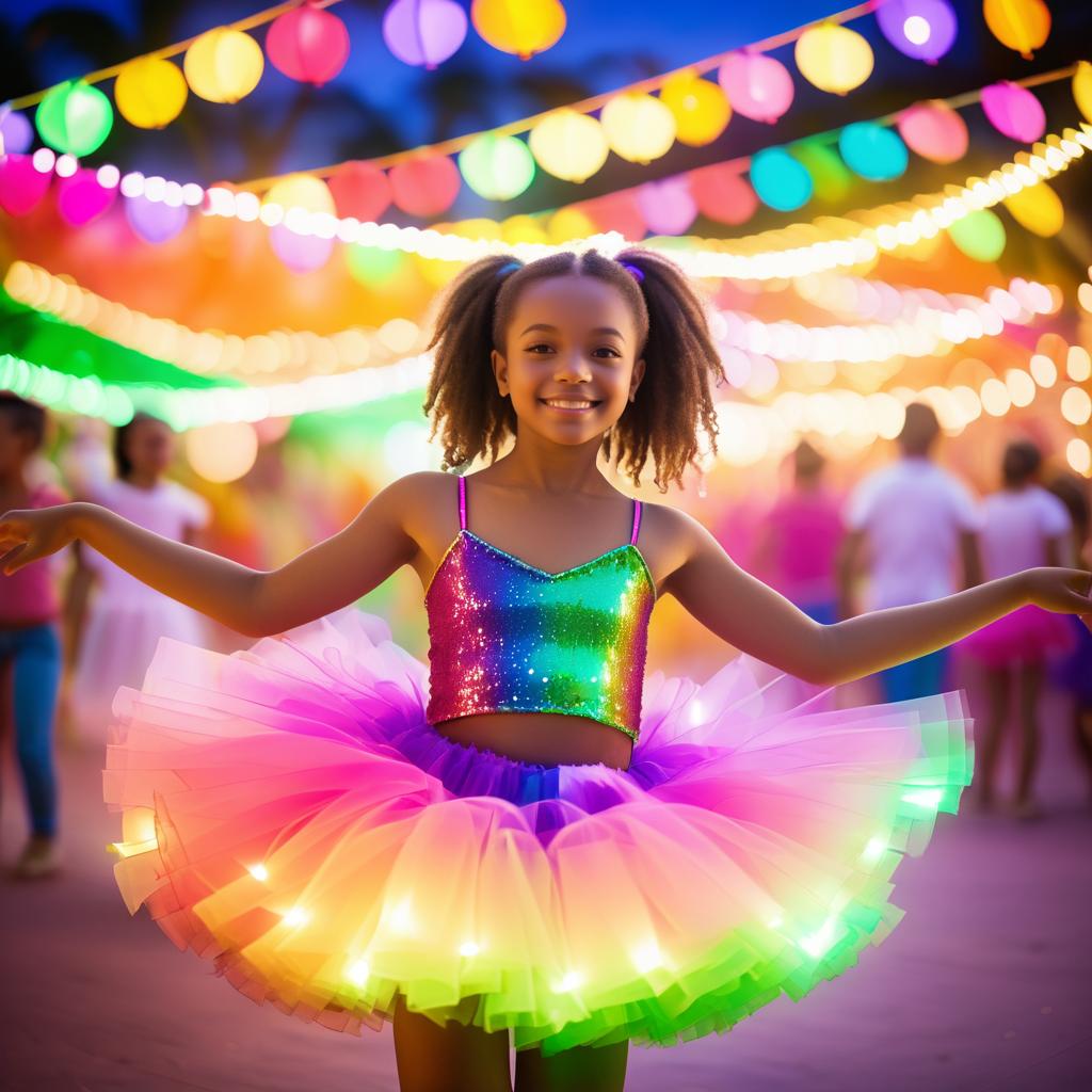 Graceful Girl in Colorful Carnival Tutu