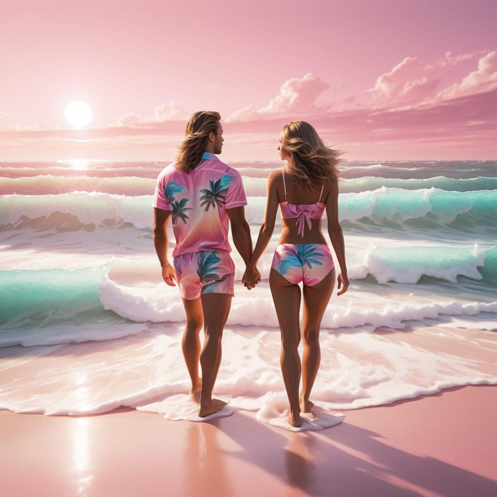 Couple Beach Attire under Dramatic Sky