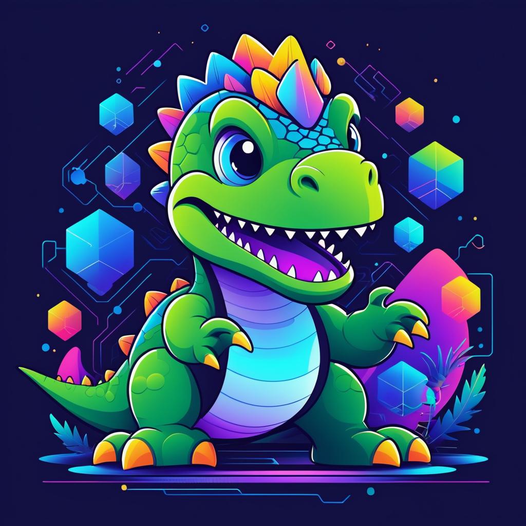 Funky Dinosaur Blockchain T-Shirt Design