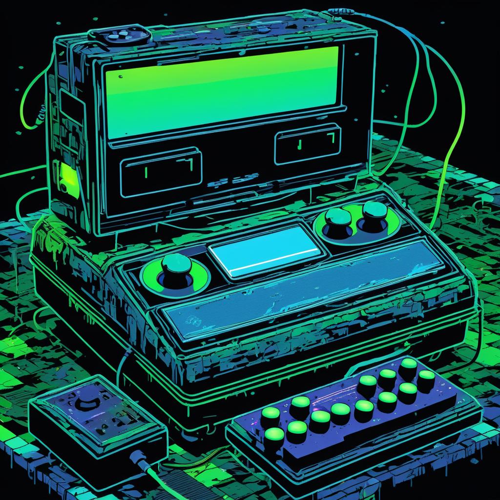 Retro Game Console with Glitch Effects